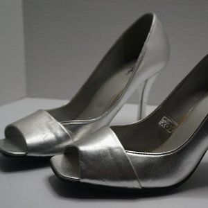 Silver Open Toe Heels